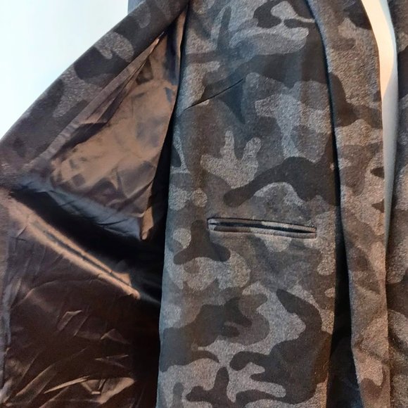 Gili Womens Black Gray Camouflage Open Front Shoulder Pads Cape Blazer Jacket 10 - Picture 6 of 10